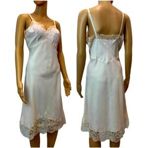 40s 50s Pale Peach Pink Saab Saabalon Slip / Dress w Lace | S